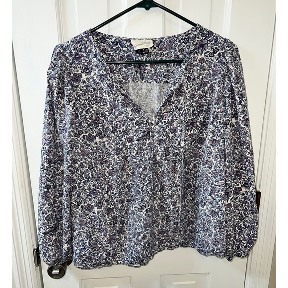 Universal Thread Purple Floral Peasant Top - Picture 1 of 9